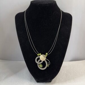 Christophe Poly Modernist Necklace Signed Silver Tone 16 Inch Magnetic Clasp